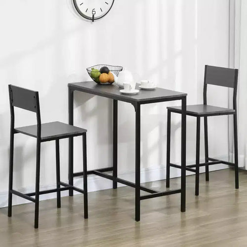 Ensemble table de bar et 2 chaises, table à manger industrielle pour 2, table de cuisine hauteur comptoir avec tabourets de bar, ensemble table de petit-déjeuner pour 2