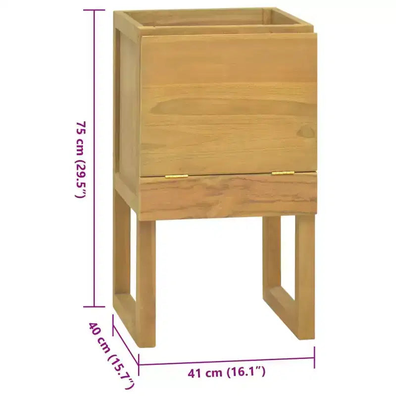 Meuble de salle de bain en teck naturel, teck massif, moyen