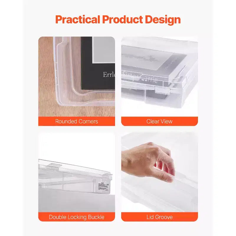 Rangement Papier Scrapbook, 6 Boîtes de Jeu de Société en Plastique Empilables, Étui à Documents Multifonction Transparent avec Coins Arrondis, Transparent