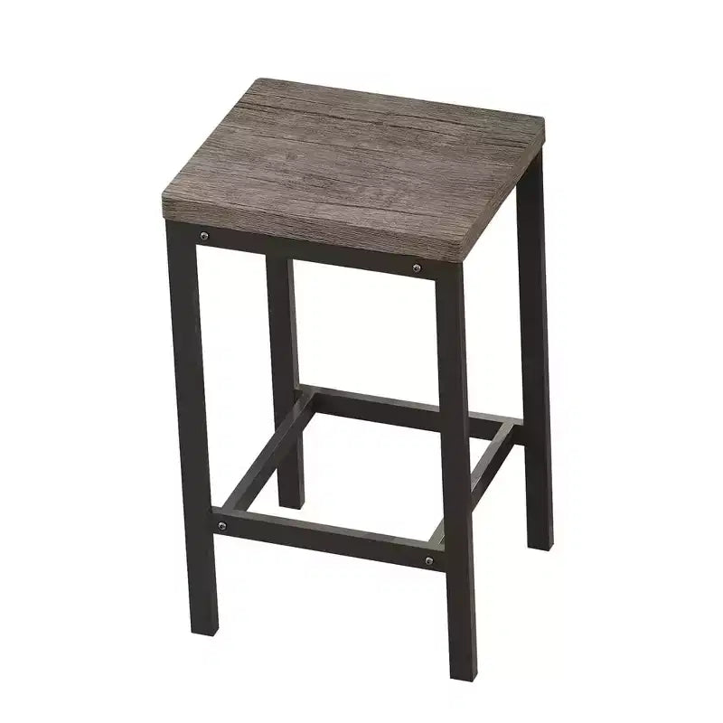Table de bar 4 pièces, table de bistrot rectangulaire et 3 tabourets, pour cuisine, coin-repas, salon, appartement Marron et Gris