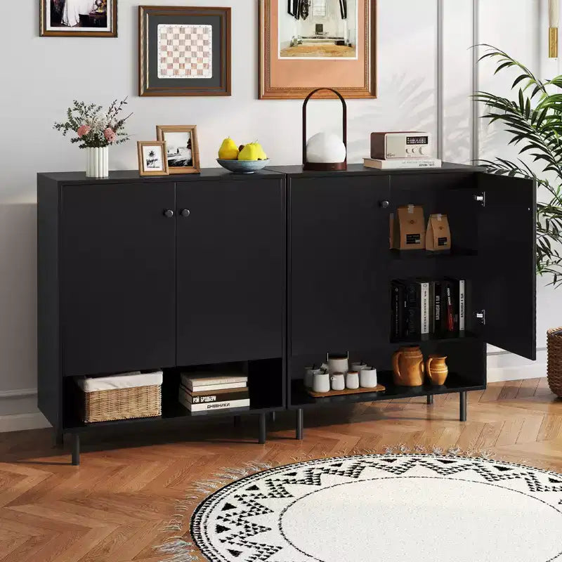 Buffet bahut de rangement - Armoire de cuisine avec porte et étagère réglable