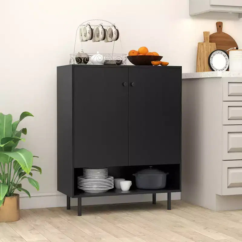 Buffet bahut de rangement - Armoire de cuisine avec porte et étagère réglable