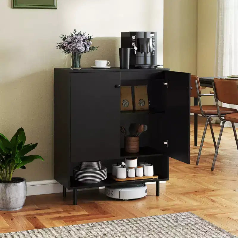 Buffet bahut de rangement - Armoire de cuisine avec porte et étagère réglable