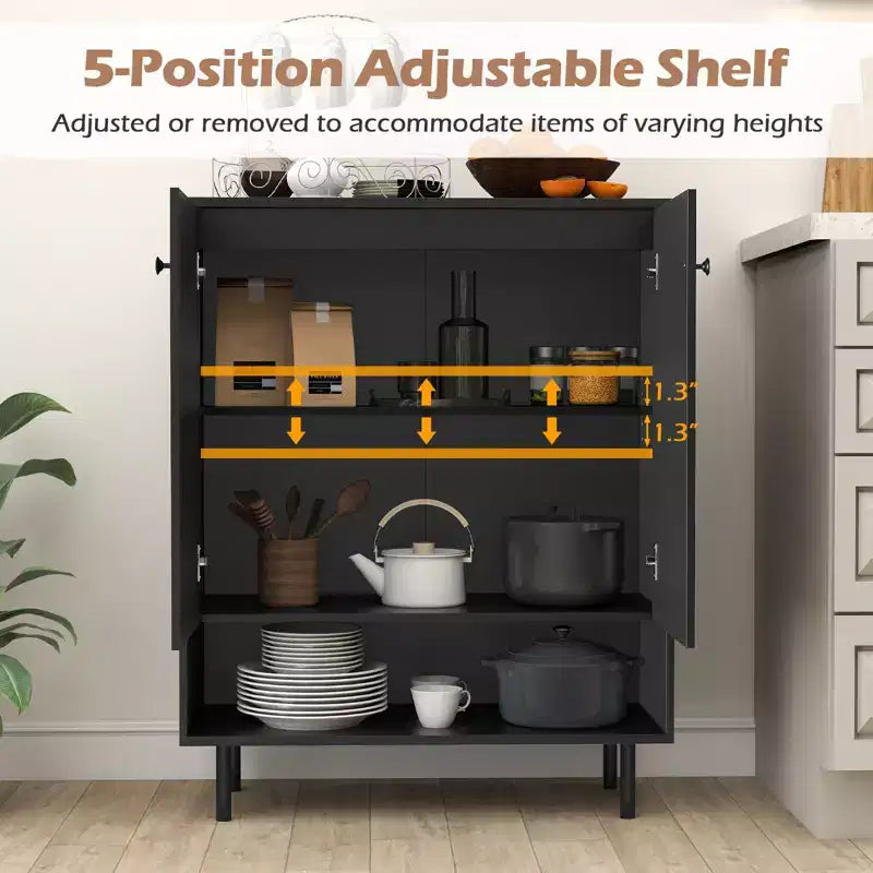 Buffet bahut de rangement - Armoire de cuisine avec porte et étagère réglable