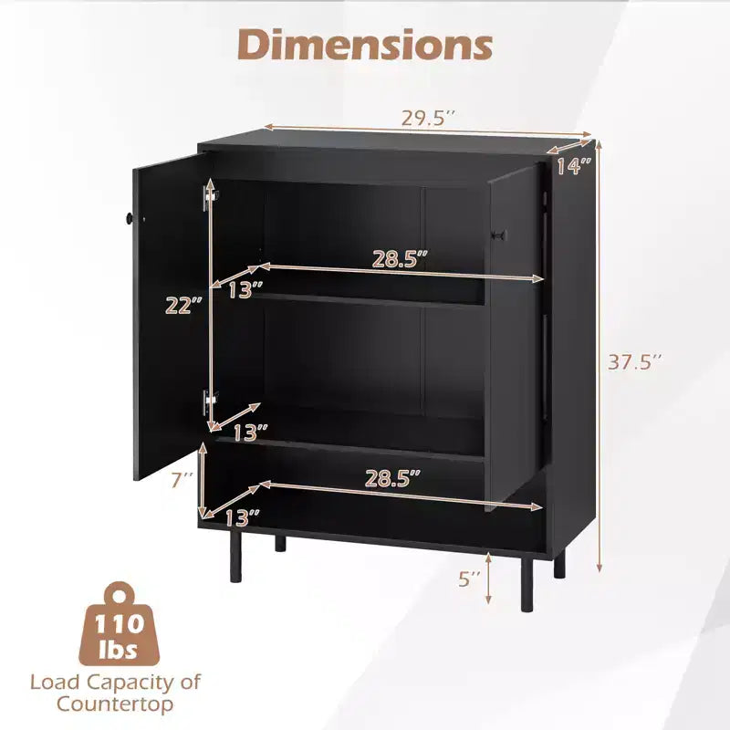 Buffet bahut de rangement - Armoire de cuisine avec porte et étagère réglable