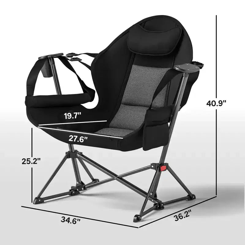 Chaise de camping hamac, Chaise hamac balançoire à dossier réglable avec porte-gobelet et siège rembourré