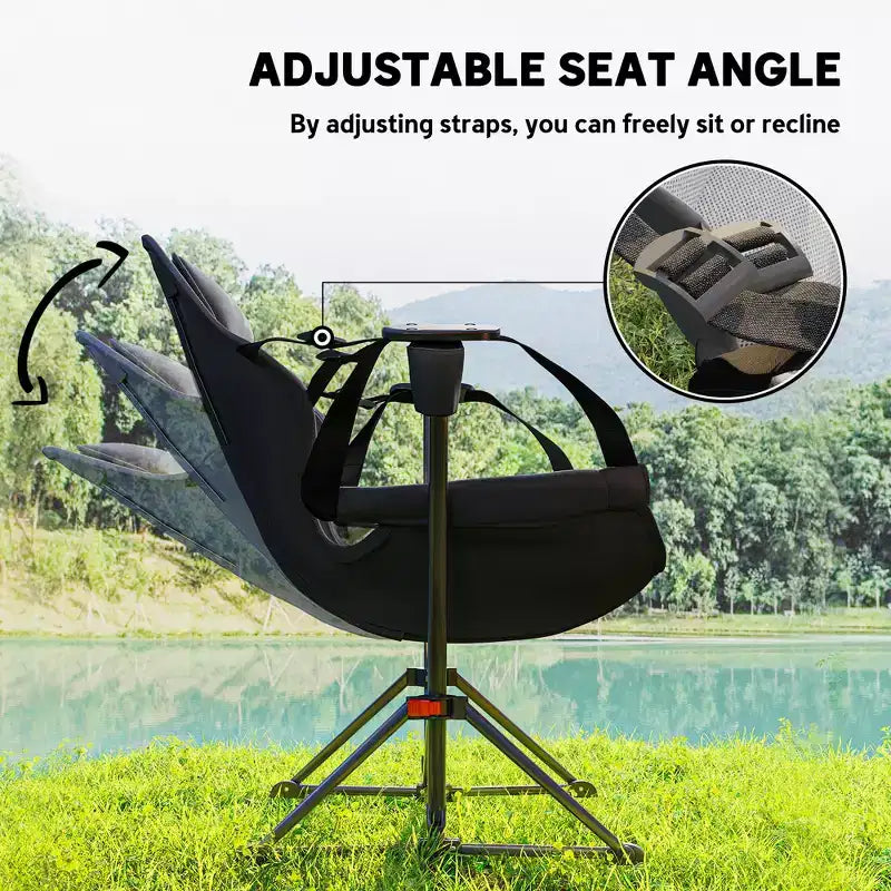 Chaise de camping hamac, Chaise hamac balançoire à dossier réglable avec porte-gobelet et siège rembourré