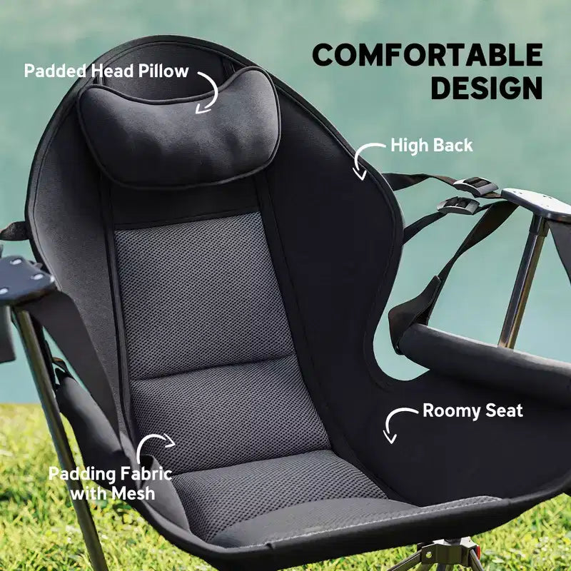 Chaise de camping hamac, Chaise hamac balançoire à dossier réglable avec porte-gobelet et siège rembourré