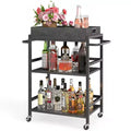 SUGIFT 3 Tier Kitchen Rolling Cart with Lockable Wheels and Storage Box