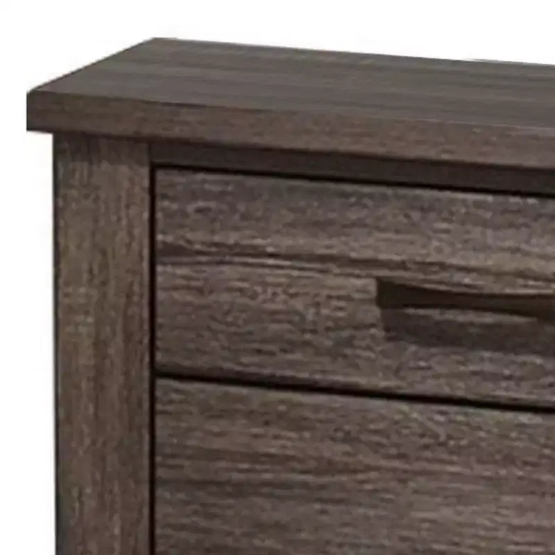 Table de chevet rustique à tiroirs de 61 cm, poignées fines en métal, gris chêne