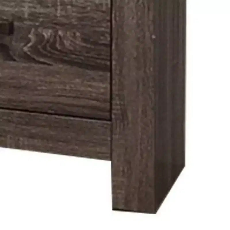 Table de chevet rustique à tiroirs de 61 cm, poignées fines en métal, gris chêne