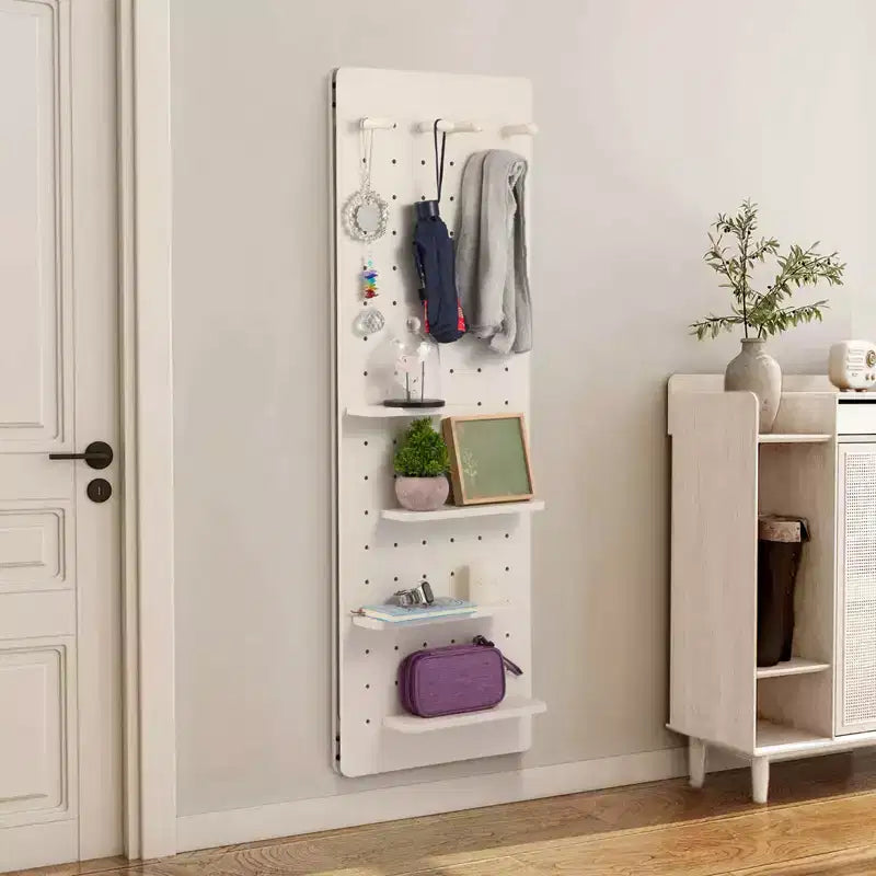 Miroir mural pleine longueur avec étagère, miroir corporel avec panneau perforé, miroir de maquillage mural pour chambre à coucher, salon, dressing