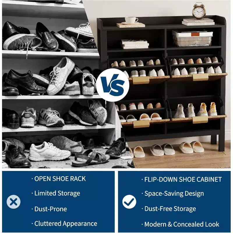 Meuble à chaussures avec 4 tiroirs abattants, meuble à chaussures étroit cannelé, rangement à chaussures dissimulé mince autoportant pour entrée et couloir