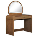 Table de toilette avec grand miroir et écran tactile, coiffeuse avec grand tiroir et coins arrondis, pour chambre à coucher