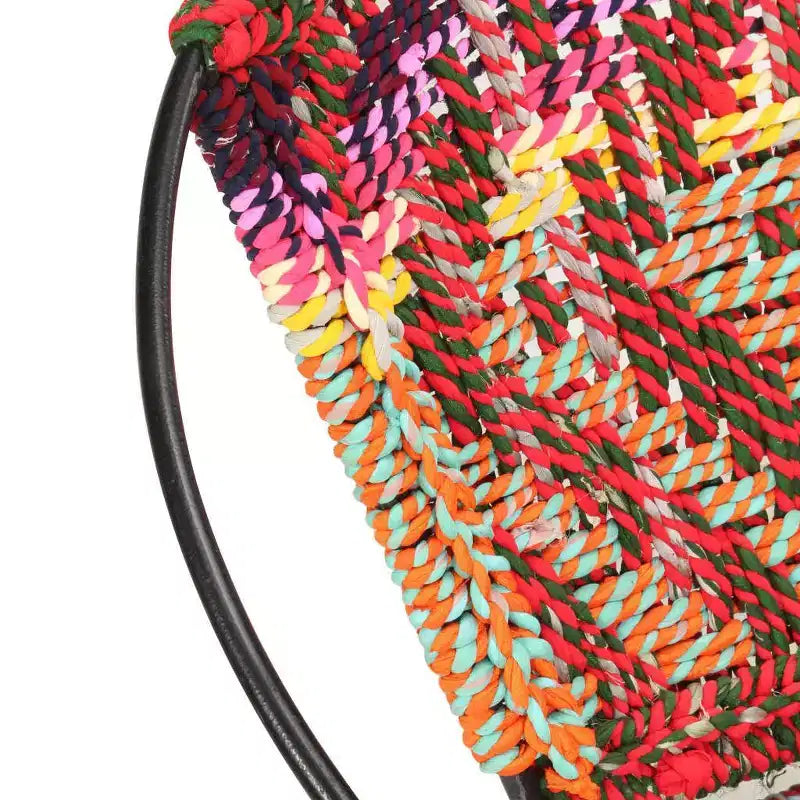 Chaise ronde en tissu Chindi multicolore