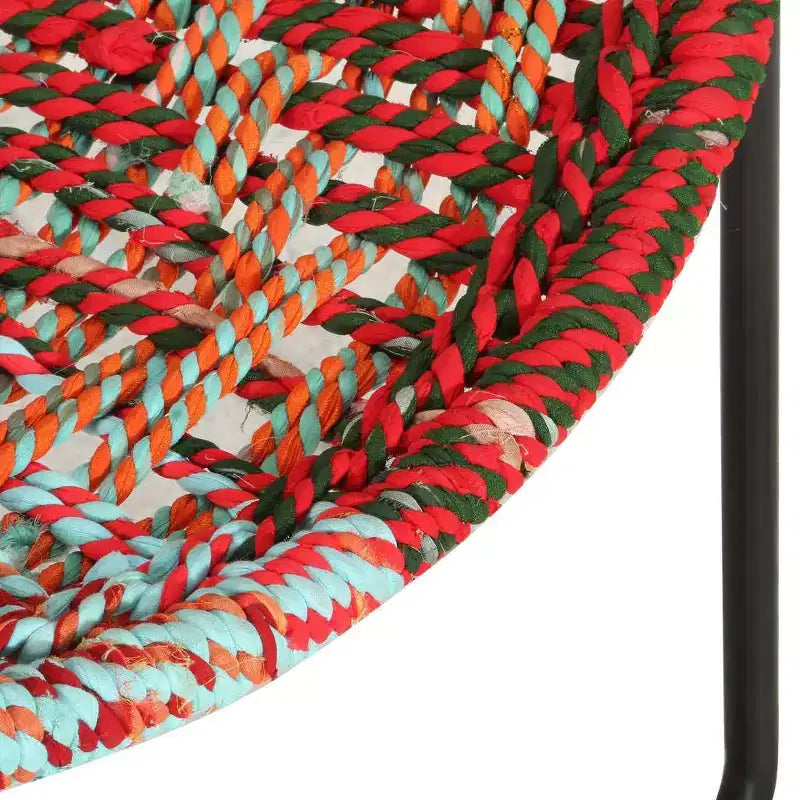 Chaise ronde en tissu Chindi multicolore