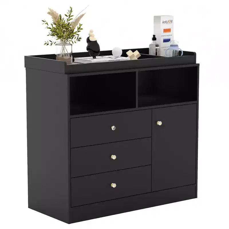 GustoWave 37.4 H Baby Changing Table, Diaper Station 3 Drawers Cabinet Shelves, Convertible Nursery Storage Dresser