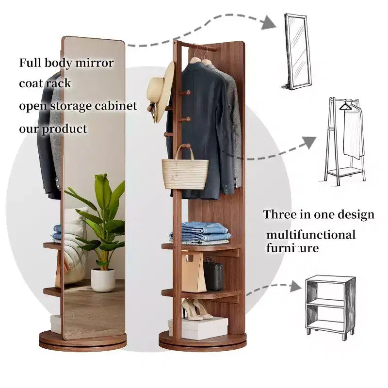 Miroir pleine longueur 69x16, Miroir de courtoisie avec crochet de rangement, porte-manteau pour chambre à coucher, salon, vestiaire