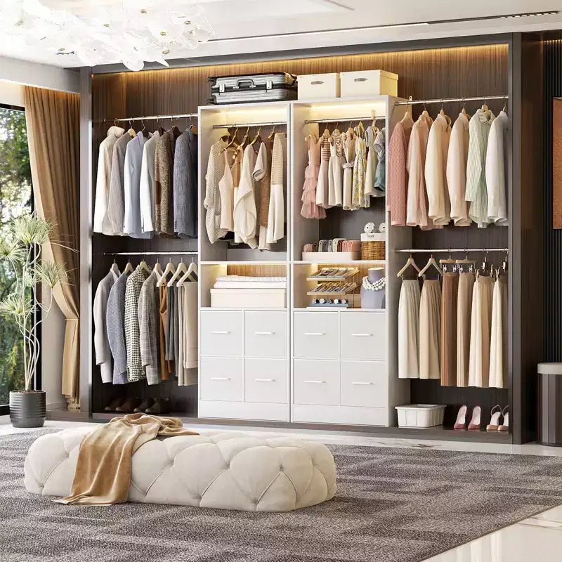 Ensemble de rangement de placard 25 à 103 avec quatre tiroirs en tissu