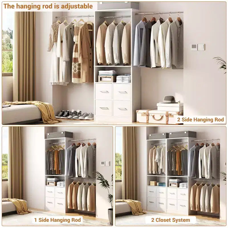 Ensemble de rangement de placard 25 à 103 avec quatre tiroirs en tissu