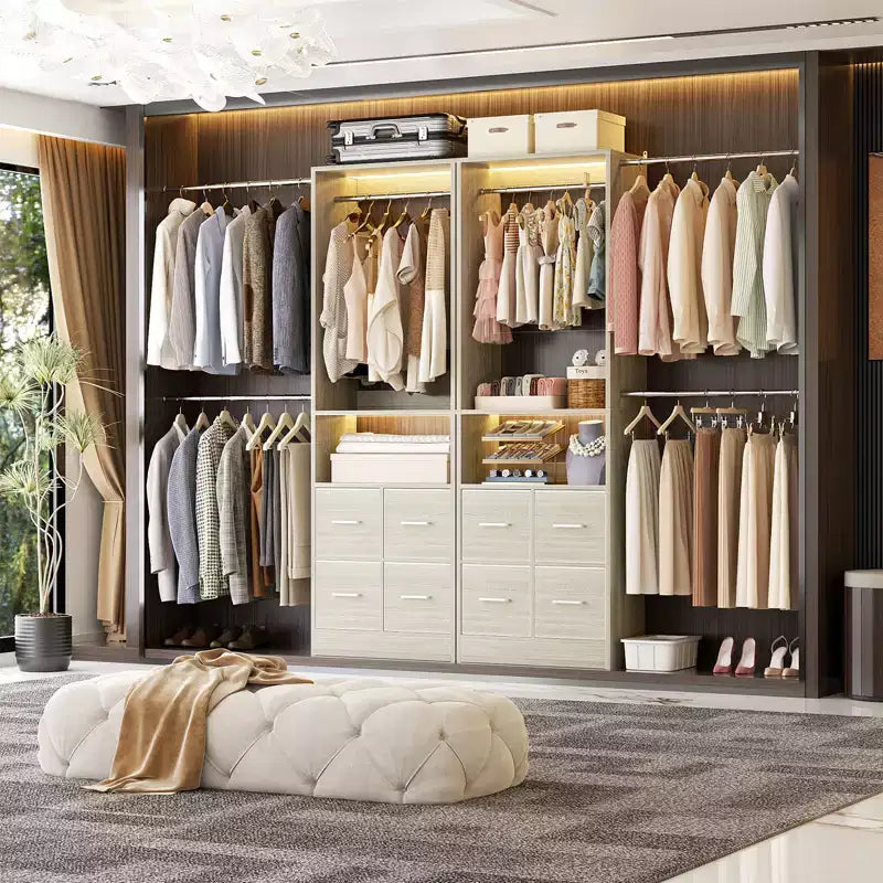 Ensemble de rangement de placard 25 à 103 avec quatre tiroirs en tissu