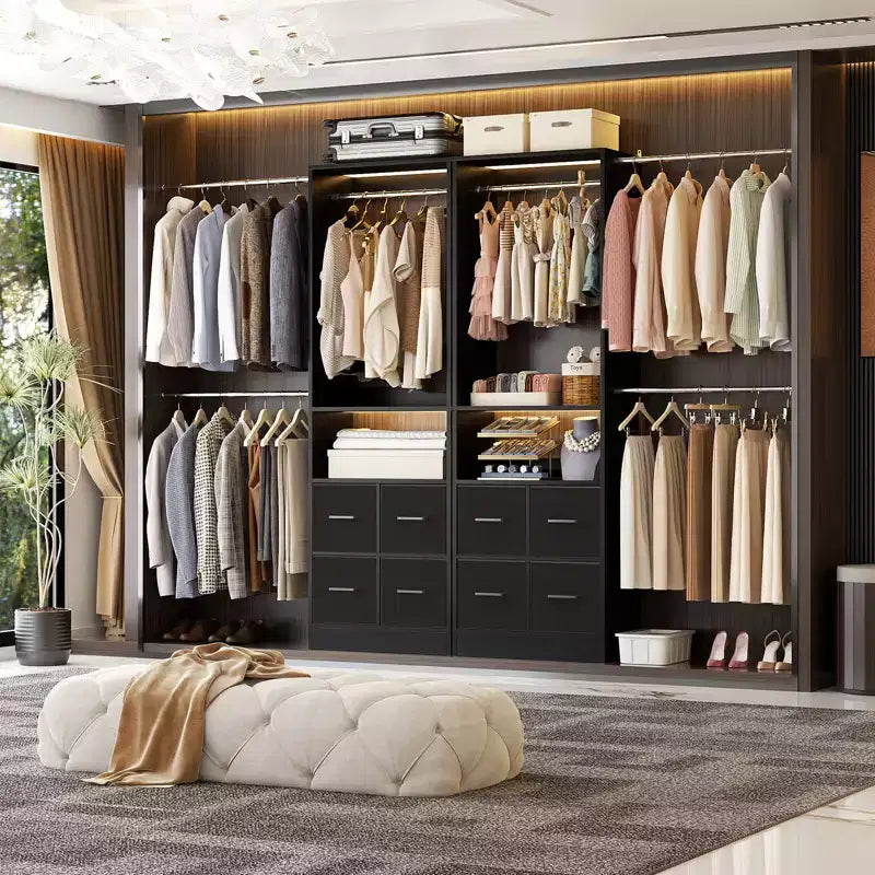 Ensemble de rangement de placard 25 à 103 avec quatre tiroirs en tissu