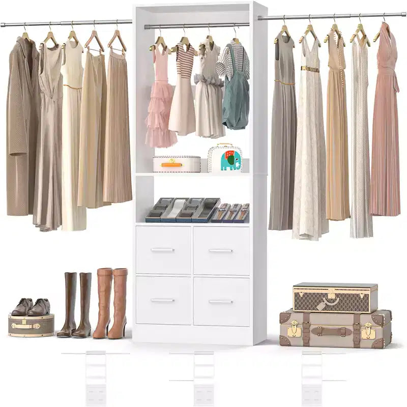Ensemble de rangement de placard 25 à 103 avec quatre tiroirs en tissu