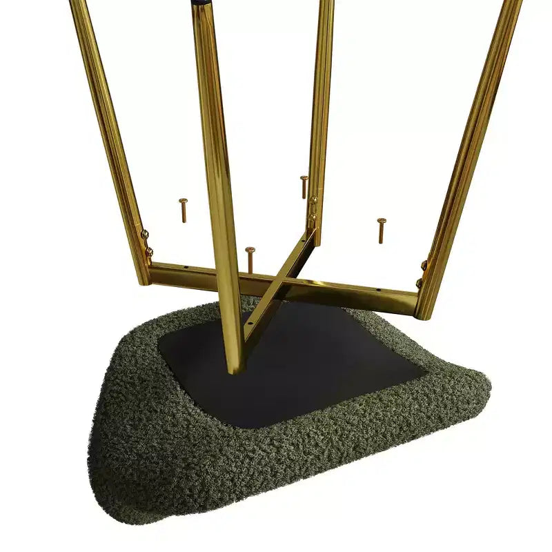 Chaises de salle à manger minimalistes en velours de teddy vert avec pieds en métal doré robustes et dossier pour cuisines, restaurants, bureaux, vert