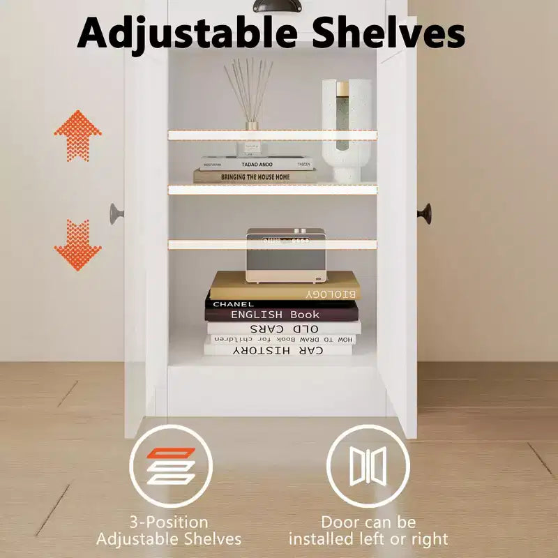 Bibliothèque étroite avec tiroir, étagère de 180 cm de haut de style rustique à 3 niveaux avec étagères ouvertes réglables et porte, armoire de rangement en bois pour salon et bureau