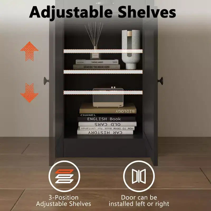Bibliothèque étroite avec tiroir, étagère de 180 cm de haut de style rustique à 3 niveaux avec étagères ouvertes réglables et porte, armoire de rangement en bois pour salon et bureau