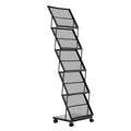 VEVOR Brochure Display Rack, Foldable 5 Pockets Magazine Literature Display Stand, Movable Floor Standing Magazine Rack with Wheels, Black