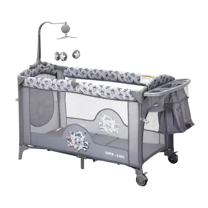 Berceau bébé 4 en 1, lit cododo, parc pliant portable avec porte zippée, table à langer, arche de jeux et rangement