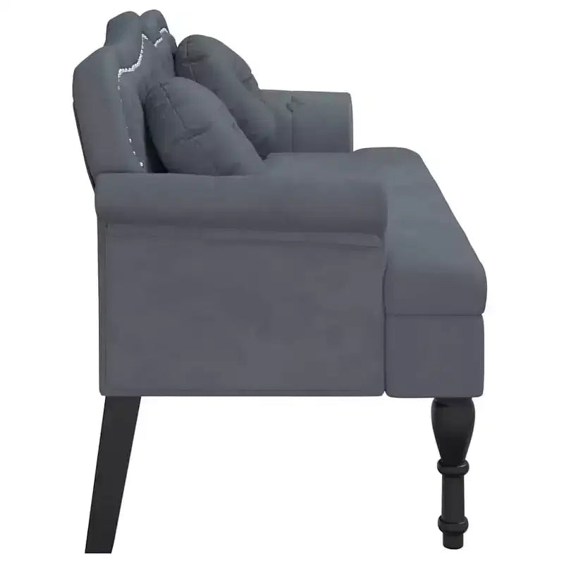 Banc avec coussins Sièges rembourrés pour chambre à coucher, salon, velours - Gris foncé