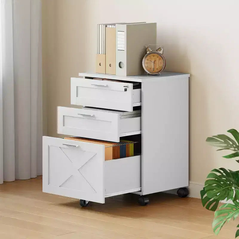 Commode de classement à 3 tiroirs avec serrure, meuble de classement mobile sous le bureau pour bureau à domicile