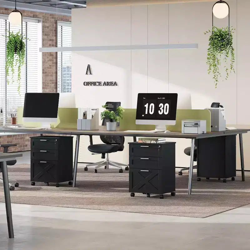 Commode de classement à 3 tiroirs avec serrure, meuble de classement mobile sous le bureau pour bureau à domicile