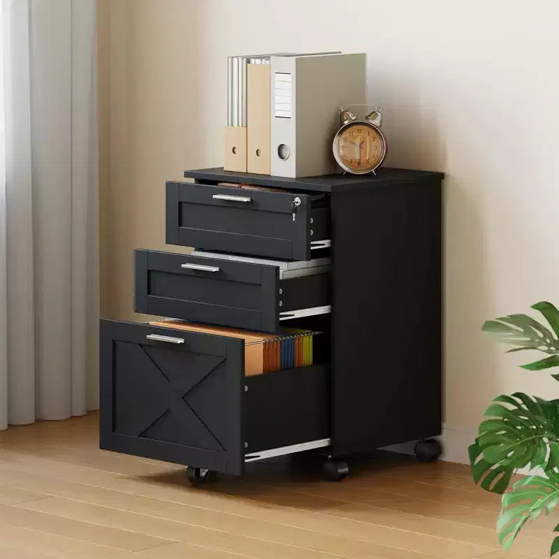 Commode de classement à 3 tiroirs avec serrure, meuble de classement mobile sous le bureau pour bureau à domicile