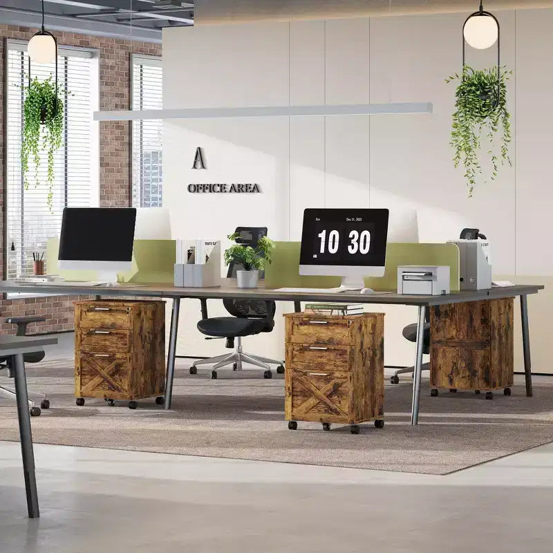 Commode de classement à 3 tiroirs avec serrure, meuble de classement mobile sous le bureau pour bureau à domicile