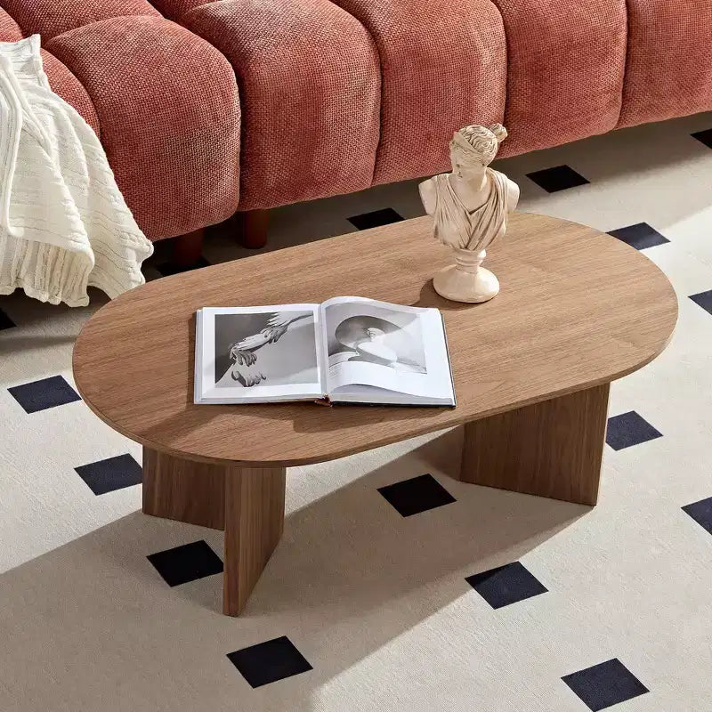 TUYOHW 39.2 Modern Coffee Table,Oval Accent Table for Living Room,Wooden Cocktail Table,Elegant Oriental Tea Table,Home Decor,220lbs Capacity