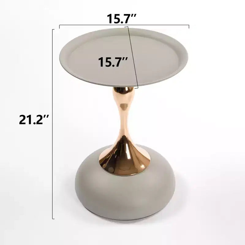 21. Table basse Mermaid End pour le salon, table piédestal chic en métal, table d'appoint chic ronde pour canapé, Art Déco, gris mat
