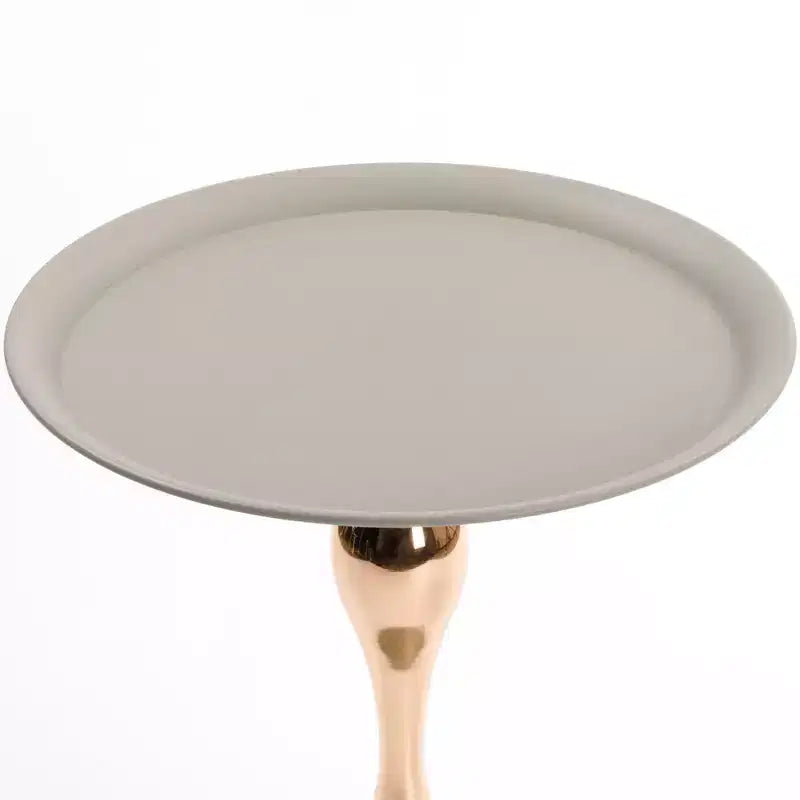 21. Table basse Mermaid End pour le salon, table piédestal chic en métal, table d'appoint chic ronde pour canapé, Art Déco, gris mat