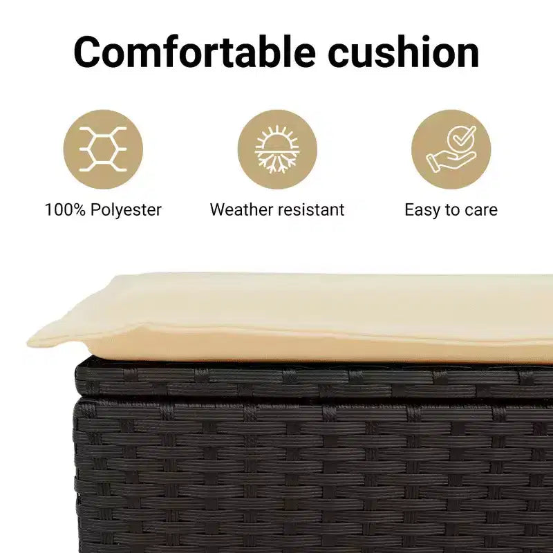 vidaXL Salon de jardin 4 pièces avec coussins en polyrotin beige - Beige et crème