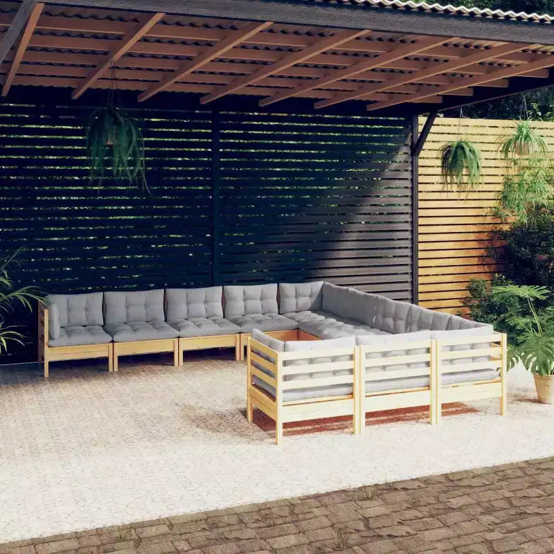 vidaXL Ensemble de jardin lounge bois naturel, gris