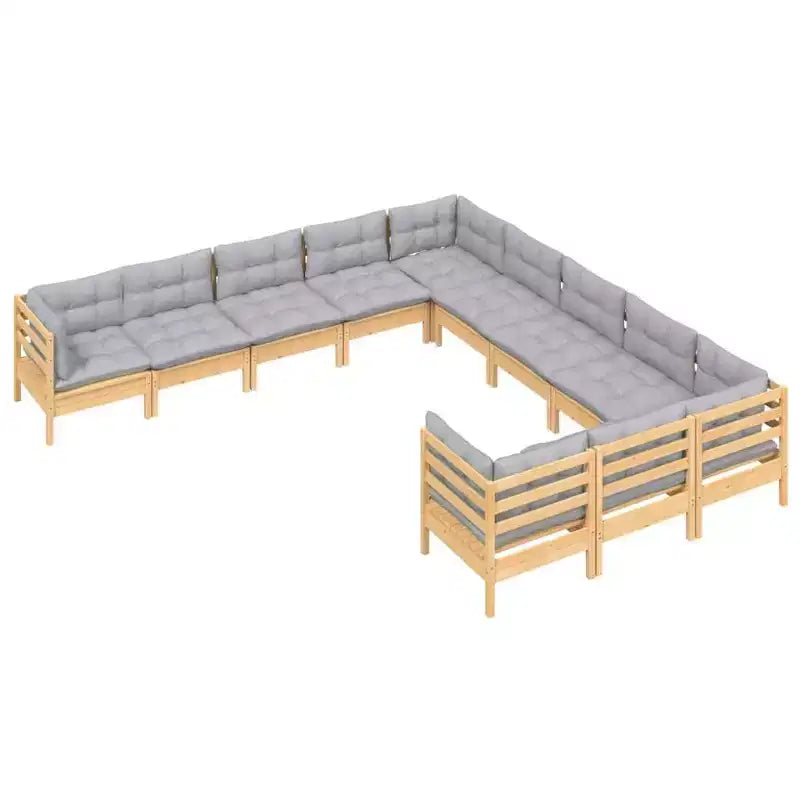 vidaXL Ensemble de jardin lounge bois naturel, gris