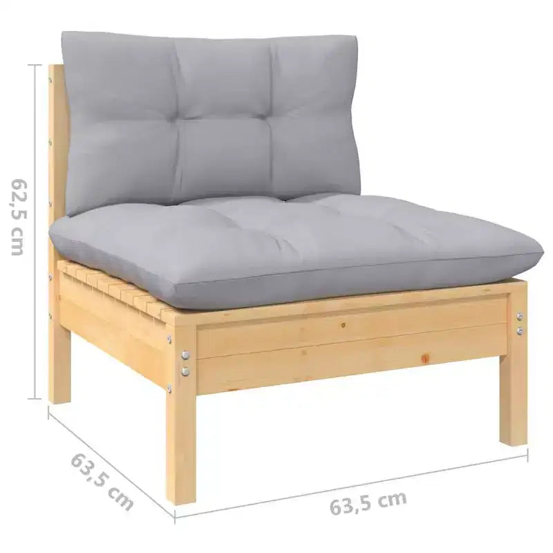 vidaXL Ensemble de jardin lounge bois naturel, gris