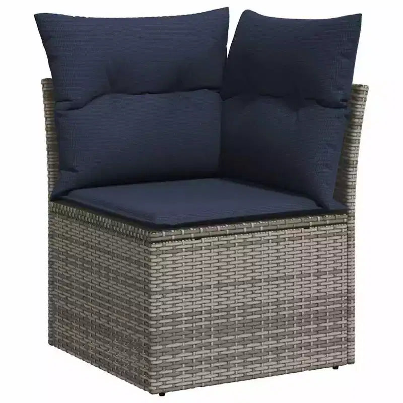 vidaXL Ensemble de canapés de jardin Noir, Bleu - Gris et bleu avec table