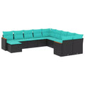 vidaXL Patio Sofa Set Black and Blue PE Rattan and Powder-Coated Steel