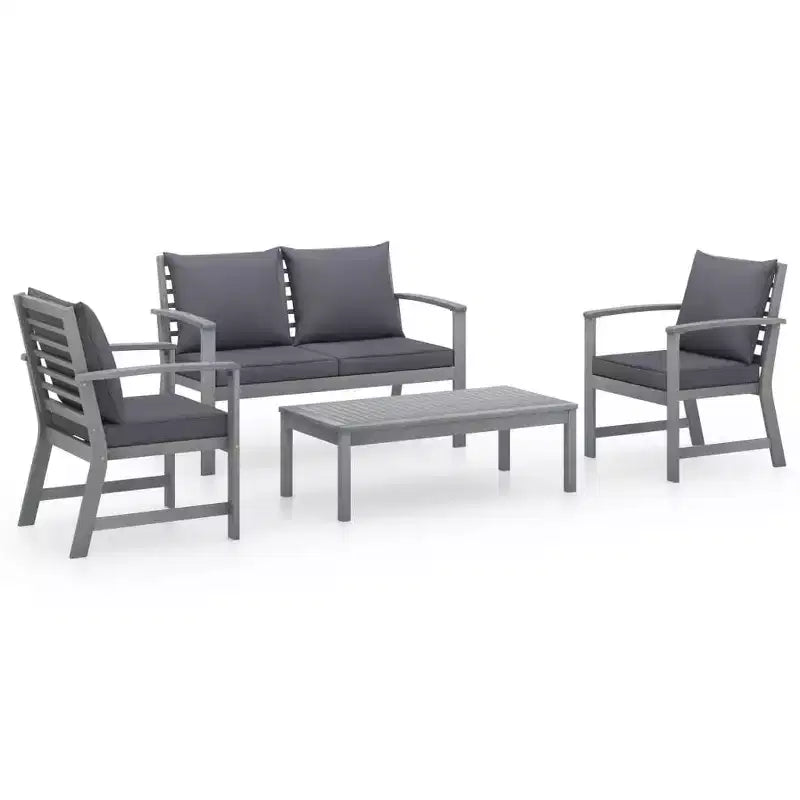 vidaXL Ensemble de Mobilier de Jardin 4 Pièces Banc Chaise avec Table Bois d'Acacia Massif
