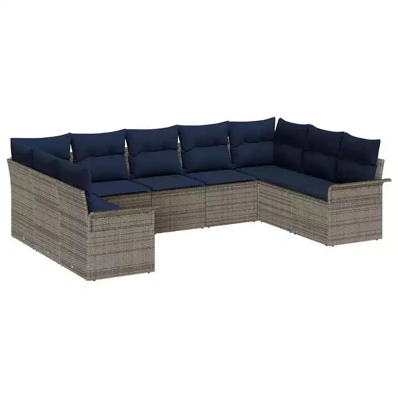 vidaXL Salon de jardin avec coussins 9 pcs Résine tressée marron