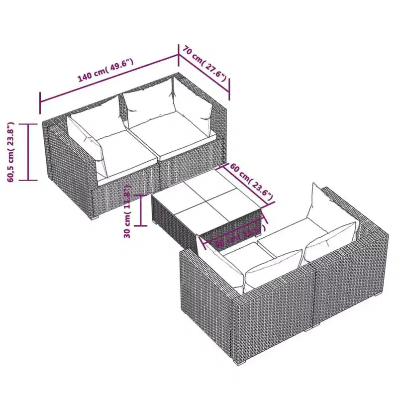 vidaXL Salon de jardin de détente