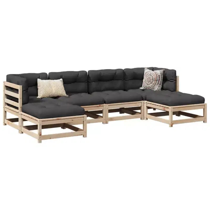 vidaXL Ensemble de canapés de jardin avec coussins Modulable Extérieur 6 pièces Bois de pin massif